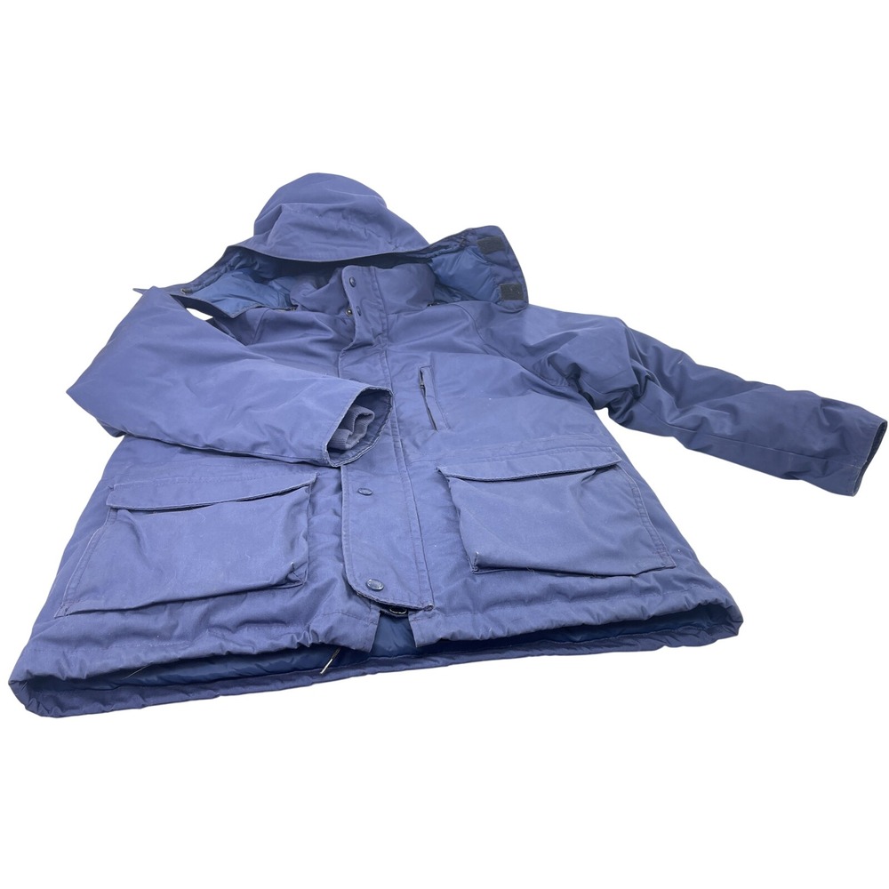 VINTAGE EDDIE BAUER HEAVY‎ GOOSE DOWN HOODED PARKA JACKET MEDIUM BLUE